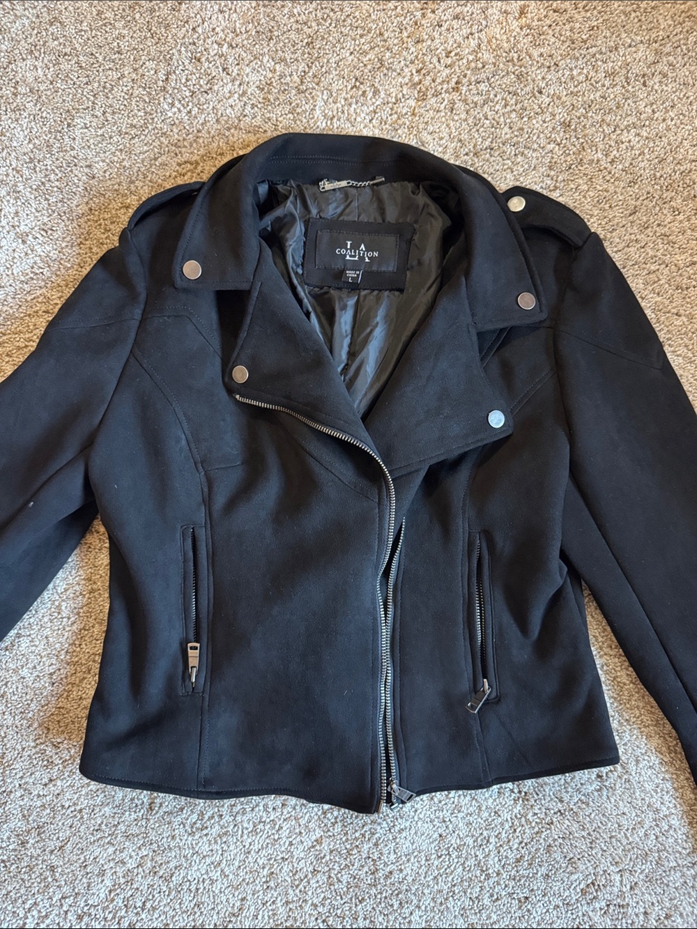 The Collection Black Asymmetrical Moto Leather Jacket